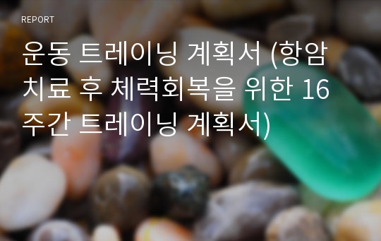 운동 트레이닝 계획서 (항암치료 후 체력회복을 위한 16주간 트레이닝 계획서)