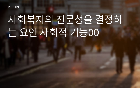 사회복지의 전문성을 결정하는 요인 사회적 기능00