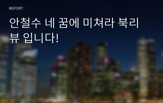 안철수 네 꿈에 미쳐라 북리뷰 입니다!