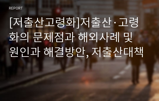 [저출산고령화]저출산·고령화의 문제점과 해외사례 및 원인과 해결방안, 저출산대책