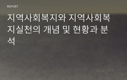 지역사회복지와 지역사회복지실천의 개념 및 현황과 분석