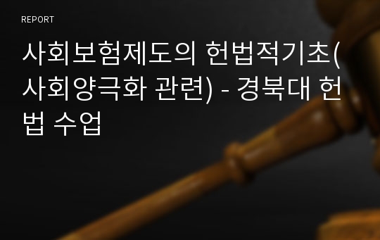 사회보험제도의 헌법적기초(사회양극화 관련) - 경북대 헌법 수업