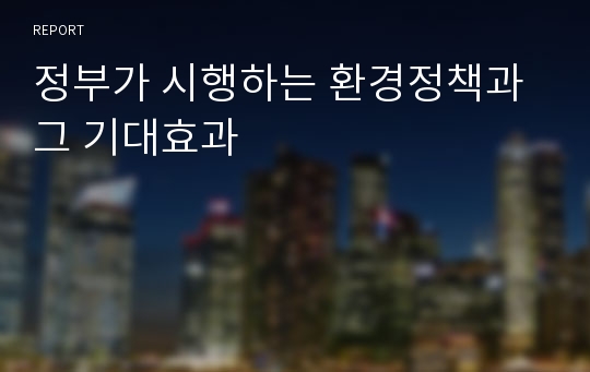 정부가 시행하는 환경정책과 그 기대효과