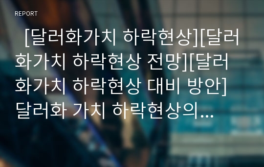   [달러화가치 하락현상][달러화가치 하락현상 전망][달러화가치 하락현상 대비 방안]달러화 가치 하락현상의 배경, 달러화 가치 하락현상의 심각성, 달러화 가치 하락현상의 전망, 달러화 가치 하락현상의 대비 방안