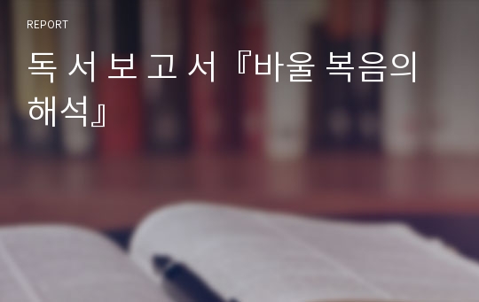 독 서 보 고 서『바울 복음의 해석』