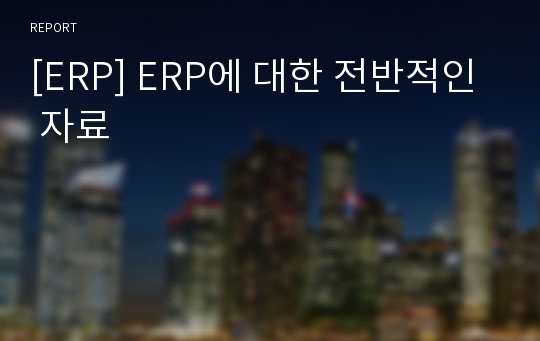 [ERP] ERP에 대한 전반적인 자료