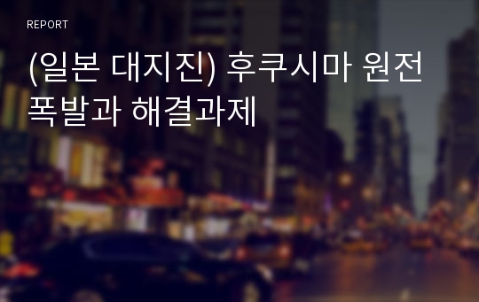 (일본 대지진) 후쿠시마 원전 폭발과 해결과제