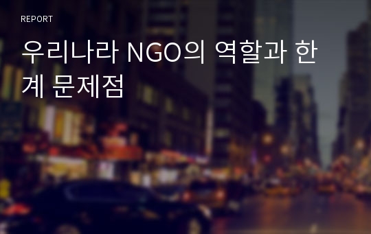 우리나라 NGO의 역할과 한계 문제점