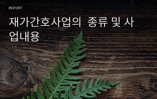 재가간호사업의  종류 및 사업내용