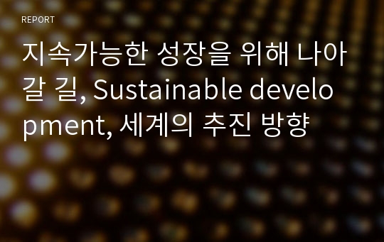 지속가능한 성장을 위해 나아갈 길, Sustainable development, 세계의 추진 방향