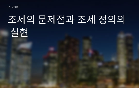 조세의 문제점과 조세 정의의 실현