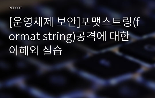 [운영체제 보안]포맷스트링(format string)공격에 대한 이해와 실습