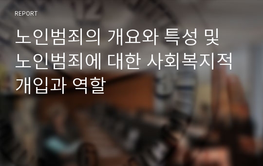 노인범죄의 개요와 특성 및 노인범죄에 대한 사회복지적 개입과 역할