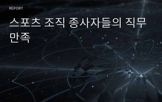 스포츠 조직 종사자들의 직무만족