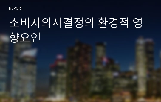 소비자의사결정의 환경적 영향요인