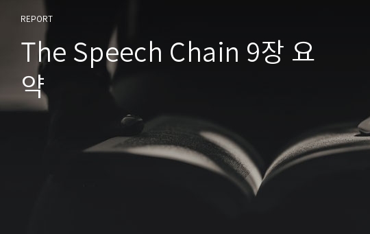 The Speech Chain 9장 요약