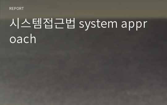 시스템접근법 system approach