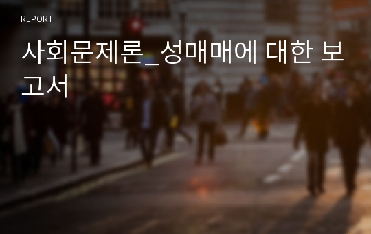 사회문제론_성매매에 대한 보고서