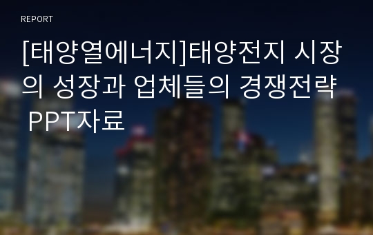 [태양열에너지]태양전지 시장의 성장과 업체들의 경쟁전략 PPT자료