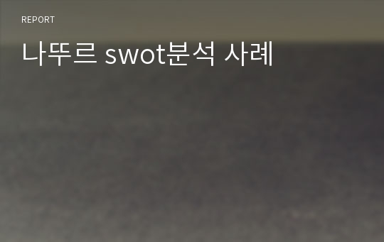 나뚜르 swot분석 사례