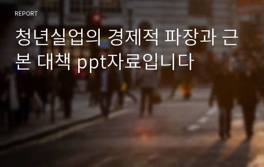 청년실업의 경제적 파장과 근본 대책 ppt자료입니다