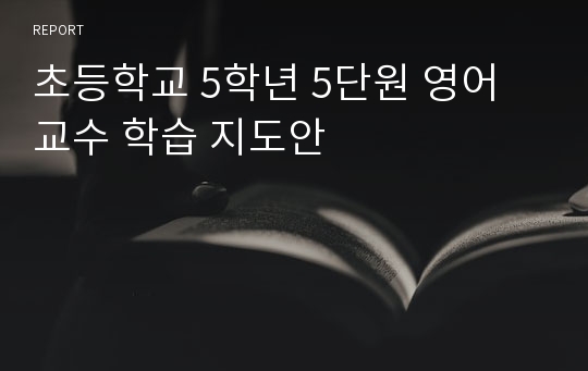 초등학교 5학년 5단원 영어 교수 학습 지도안