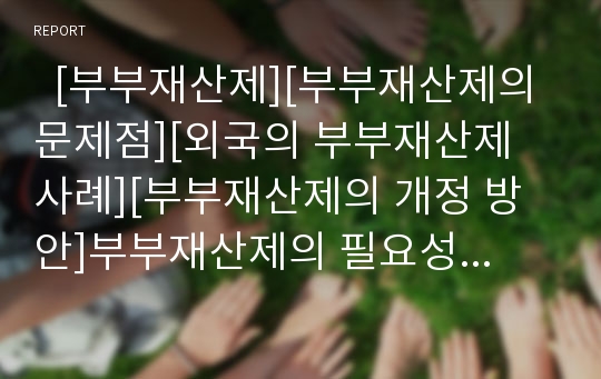   [부부재산제][부부재산제의 문제점][외국의 부부재산제 사례][부부재산제의 개정 방안]부부재산제의 필요성, 부부재산제의 규정, 부부재산제의 문제점, 외국의 부부재산제 사례, 부부재산제의 개정 방안 분석