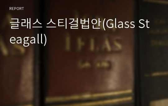 글래스 스티걸법안(Glass Steagall)