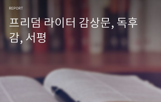 프리덤 라이터 감상문, 독후감, 서평