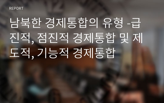 남북한 경제통합의 유형 -급진적, 점진적 경제통합 및 제도적, 기능적 경제통합