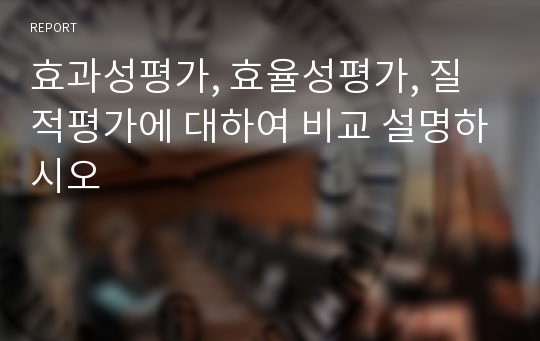 효과성평가, 효율성평가, 질적평가에 대하여 비교 설명하시오