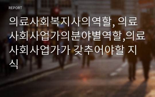 의료사회복지사의역할, 의료사회사업가의분야별역할,의료사회사업가가 갖추어야할 지식