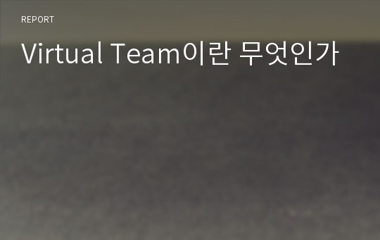 Virtual Team이란 무엇인가