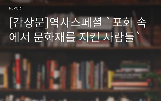 [감상문]역사스페셜 `포화 속에서 문화재를 지킨 사람들`