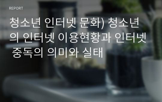 청소년 인터넷 문화) 청소년의 인터넷 이용현황과 인터넷 중독의 의미와 실태