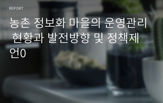 농촌 정보화 마을의 운영관리 현황과 발전방향 및 정책제언0