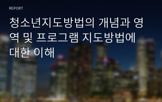 청소년지도방법의 개념과 영역 및 프로그램 지도방법에 대한 이해