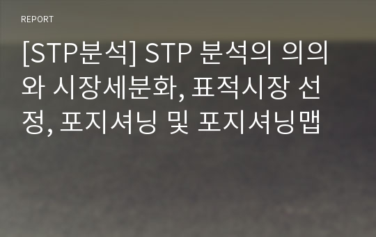 [STP분석] STP 분석의 의의와 시장세분화, 표적시장 선정, 포지셔닝 및 포지셔닝맵