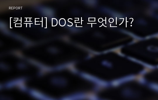 [컴퓨터] DOS란 무엇인가?