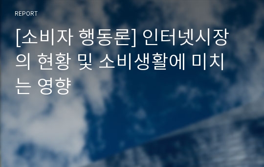 [소비자 행동론] 인터넷시장의 현황 및 소비생활에 미치는 영향