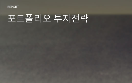 포트폴리오 투자전략