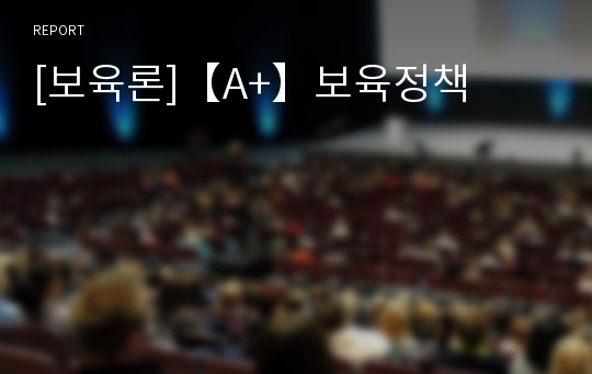 [보육론]【A+】보육정책