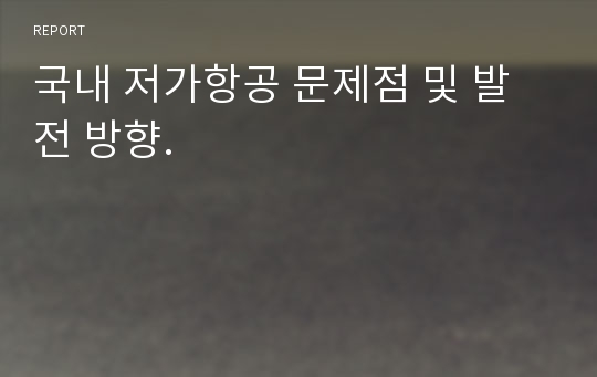 국내 저가항공 문제점 및 발전 방향.