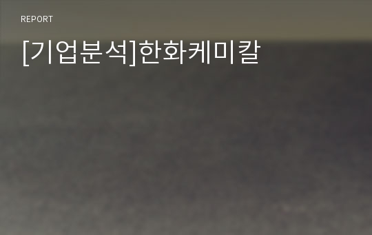 [기업분석]한화케미칼