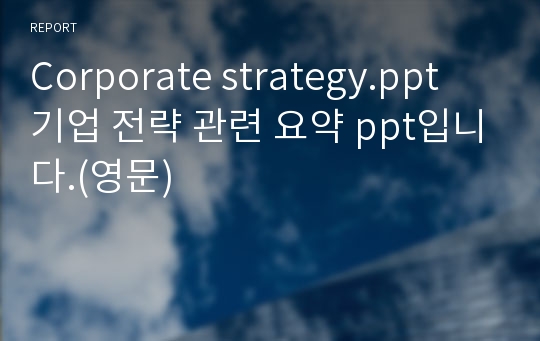 Corporate strategy.ppt  기업 전략 관련 요약 ppt입니다.(영문)