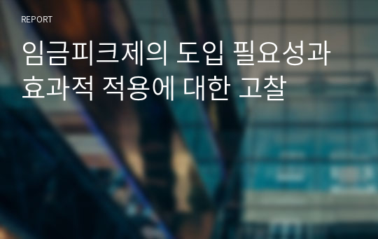 임금피크제의 도입 필요성과 효과적 적용에 대한 고찰