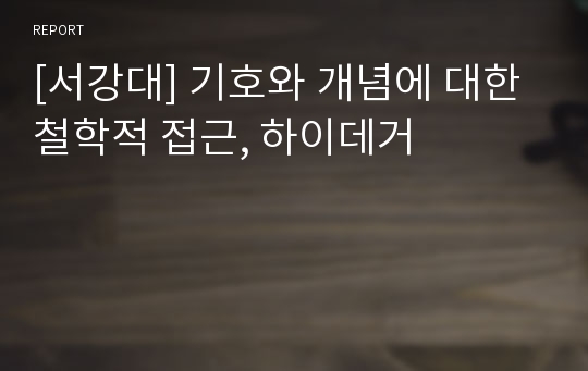 [서강대] 기호와 개념에 대한 철학적 접근, 하이데거