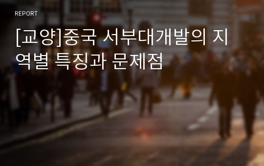 [교양]중국 서부대개발의 지역별 특징과 문제점