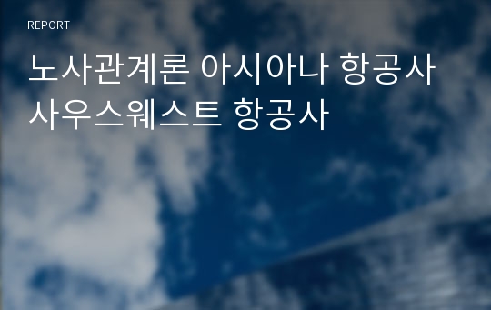 노사관계론 아시아나 항공사 사우스웨스트 항공사