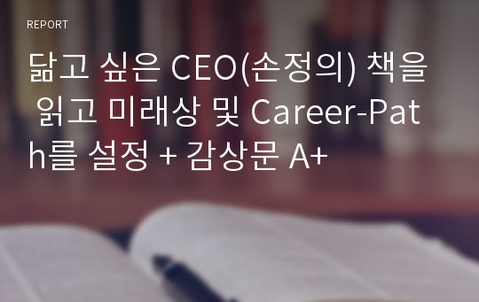 닮고 싶은 CEO(손정의) 책을 읽고 미래상 및 Career-Path를 설정 + 감상문 A+